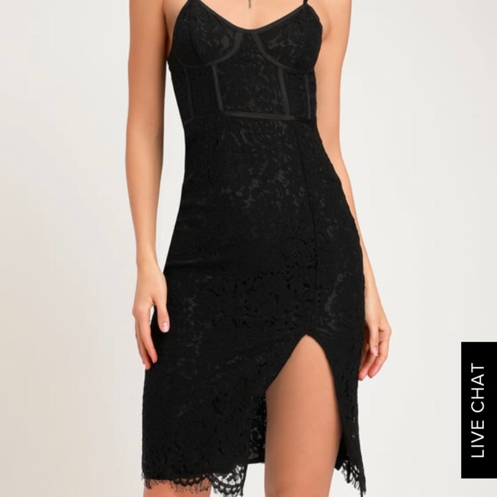 Lulu's Black Lace Midi Dress